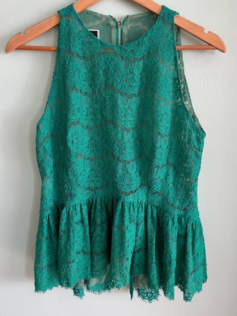 Women's Green Lace Peplum Camisole
